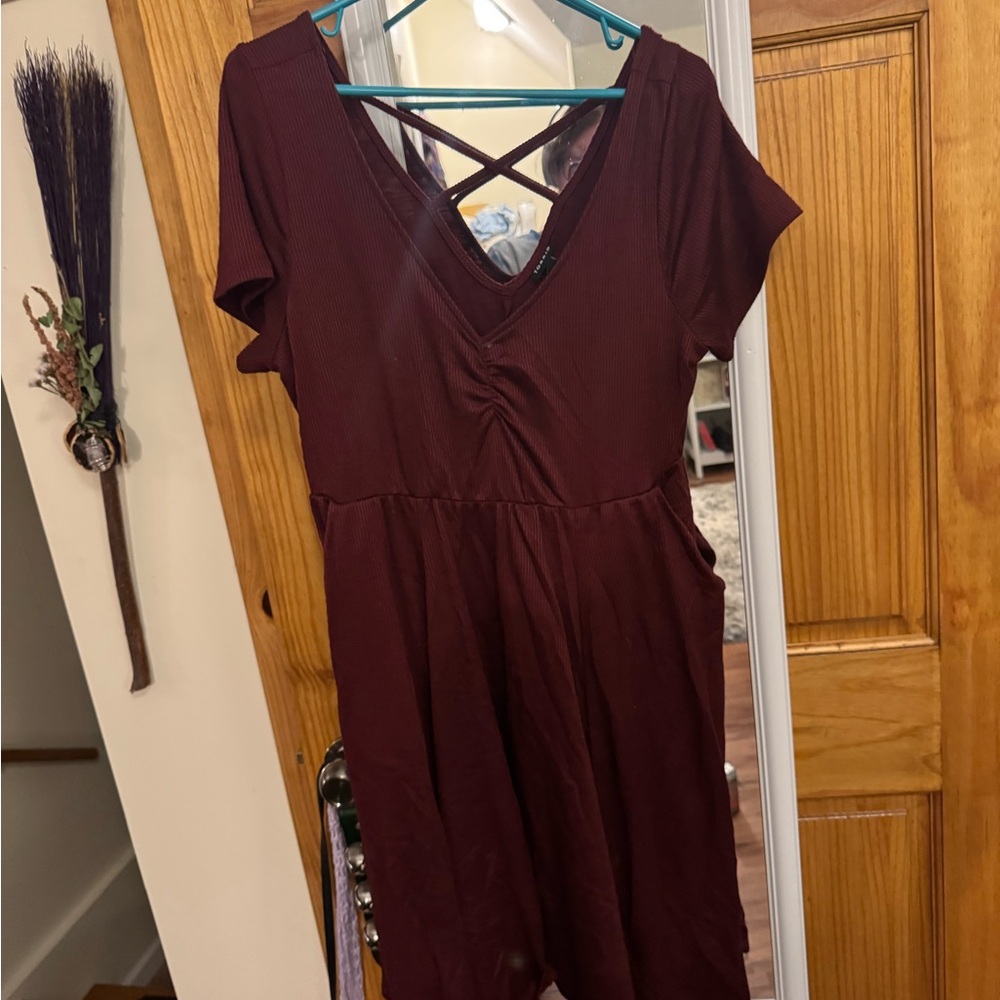 Torrid Burgundy Crisscross V-Neck Mini Dress